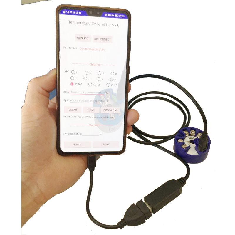 Temperature Transmitter with Display and RTD Sensor