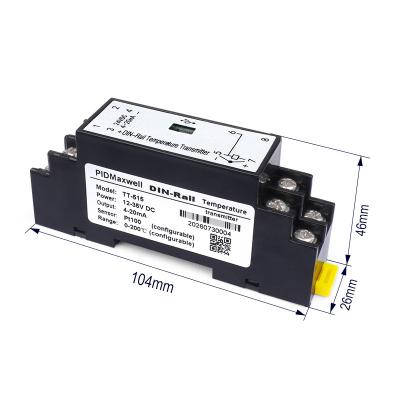 Universal Din Rail Temperature Transmitter – 4-20mA Output, PC & App Configurable