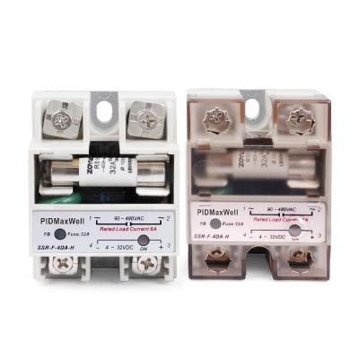 40A 90-480VAC SSR with Built-in 32A Fuse. Safe, Replaceable & DIN Rail Mountable